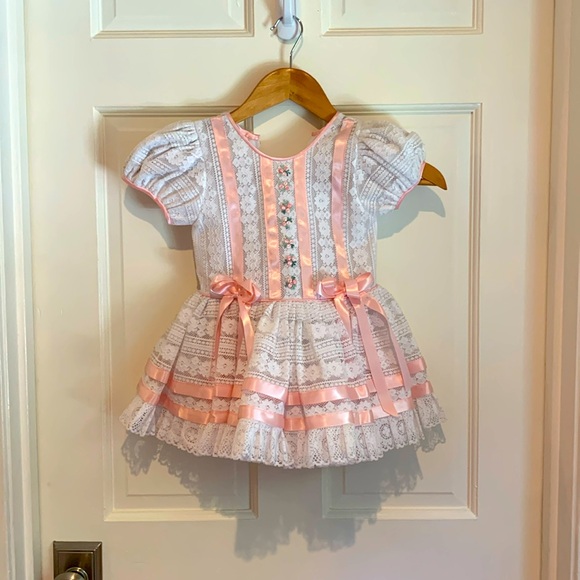 Little Girls, white and pink, lace dress size 3 - Picture 1 of 7